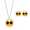 3SX-002 Jewel Time Deluxe Necklace Stud Earrings Expression Emoji Jewelry Set