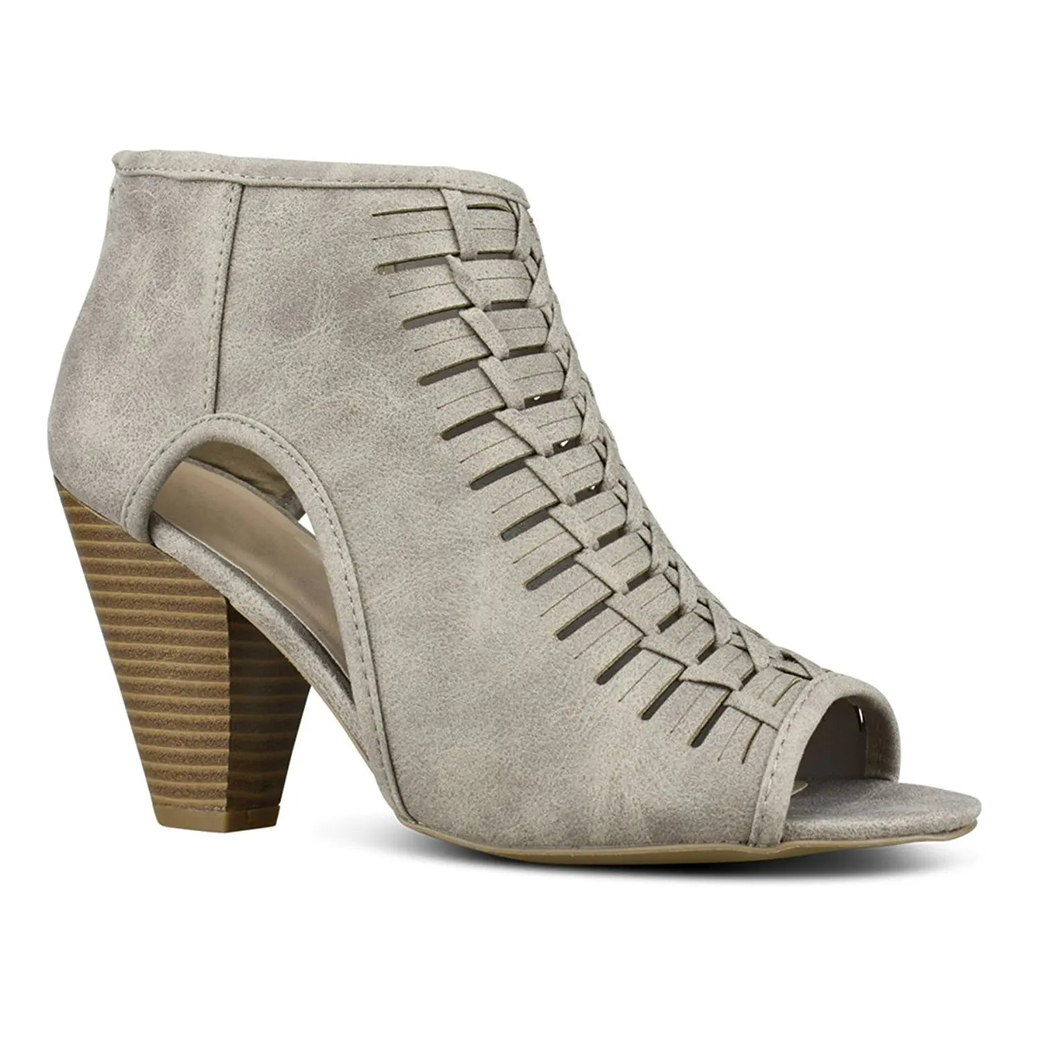 Premier Standard Women's Open Toe High Heel - Sexy Stacked Wood Heel Sandal - Vegan Leather Cutout Shoe