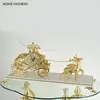24K gold all copper luxury home decoration platform pendant handmade marble art French style desk clock