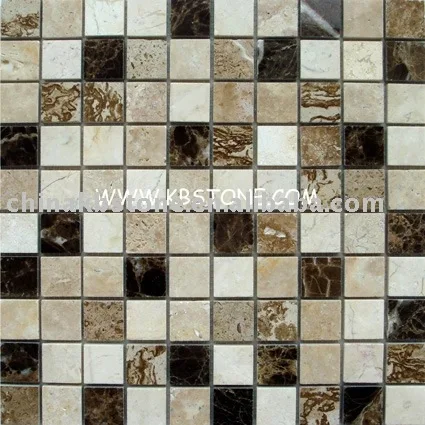 Blue Yellow Mixed Square Marble Mosaic Tile swimming pool tile size