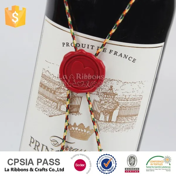 Factory Designed Logo Wax Seal Stamp Stickers With Rope On The Bottle
