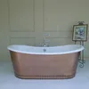 copper skirted cast iron bathtub with antique finish with double slipper design