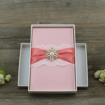 Royal Pink Color Elegant Customized Size Upturning Wedding Invitation Hardcover Silk Boxes Buy Hardcover Silk Boxescustomized Silk Boxeswedding