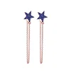 ed02142d Blue Crystal Star Studs Rose Gold Chains Charm Small Stud Earrings