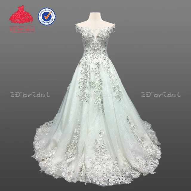 China Wedding Gowns Made Products Find 2018 New Collection Luxury Off Shoulder Pearls Lace Liques Wedding Dress Bridal Gown