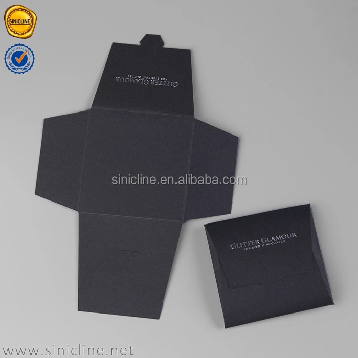 Sinicline Black Custom Luxury Packaging Paper Envelopes With Silver