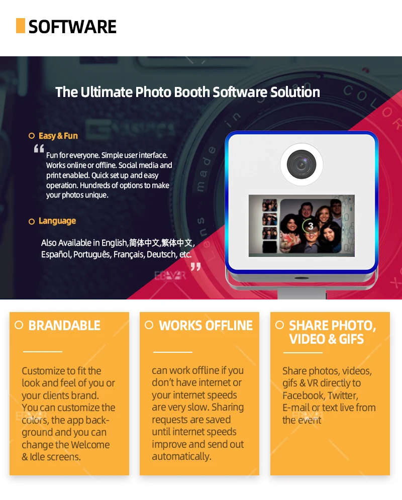 Amazing portable robot photo booth shell take photo with family and friends