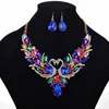 Swans diamond set short paragraph wild alloy necklace and earrings set