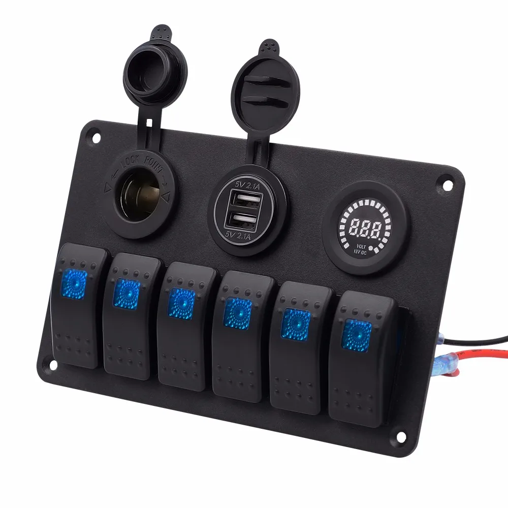 New 3pin 4 Gang Marine Rocker Switch Abs Panel Switch 12v With Lamp And ...