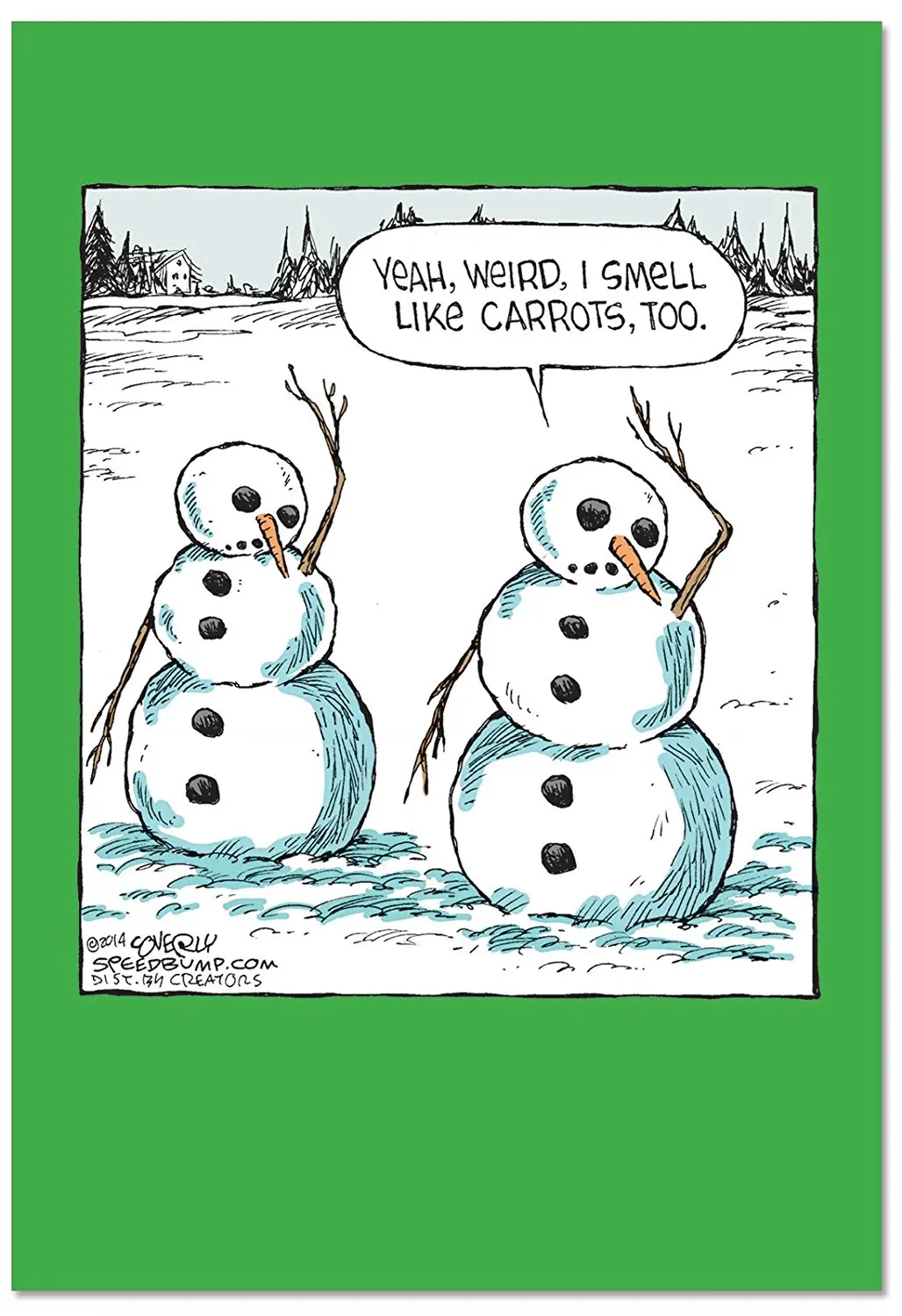 B2523HHG Box Set of 12 Box Of Carrot Smell Happy Holiday Cards Hilarious Happy Holidays Greeting Card, with Envelopes