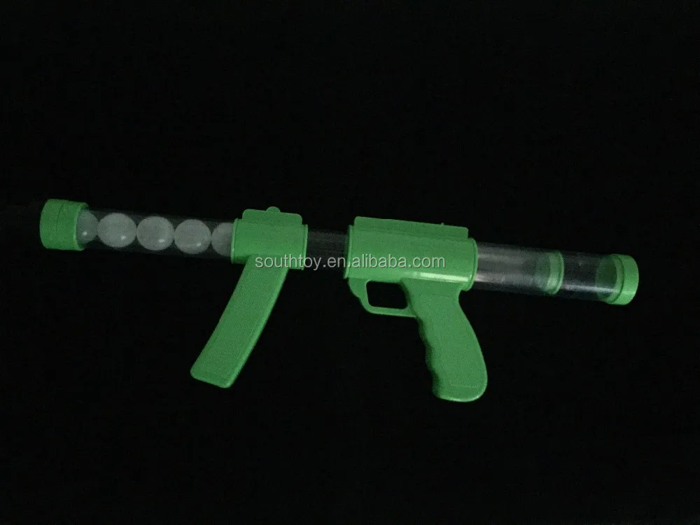 Glow In The Dark Plastic Ping Pong Ball Shooting Gun Moon Blaster Game