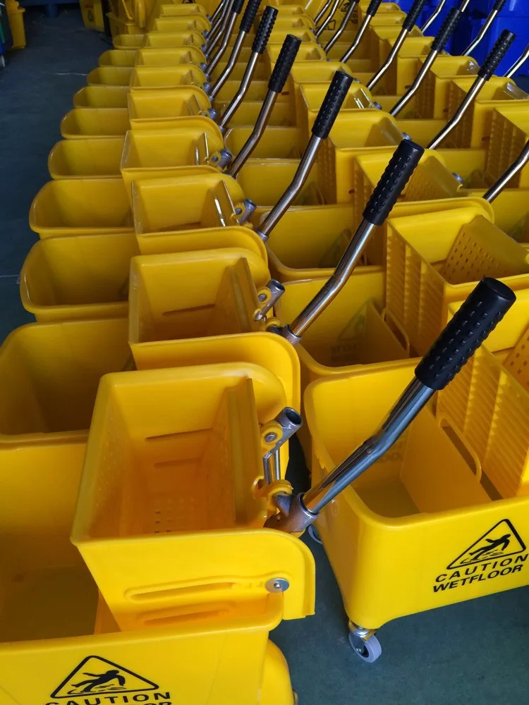 60l Double Decorative Buckets Mop Wringer Cleaning Trolley Plastic