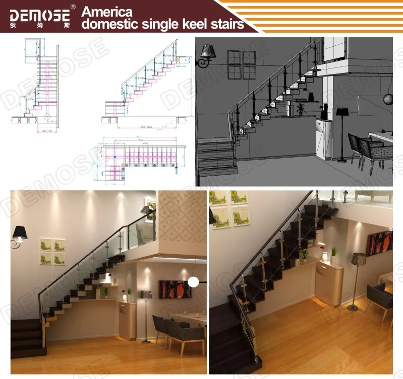 Prefab Steel Stair Stringers Modern Stairs For Outdoor Kit Cantilever