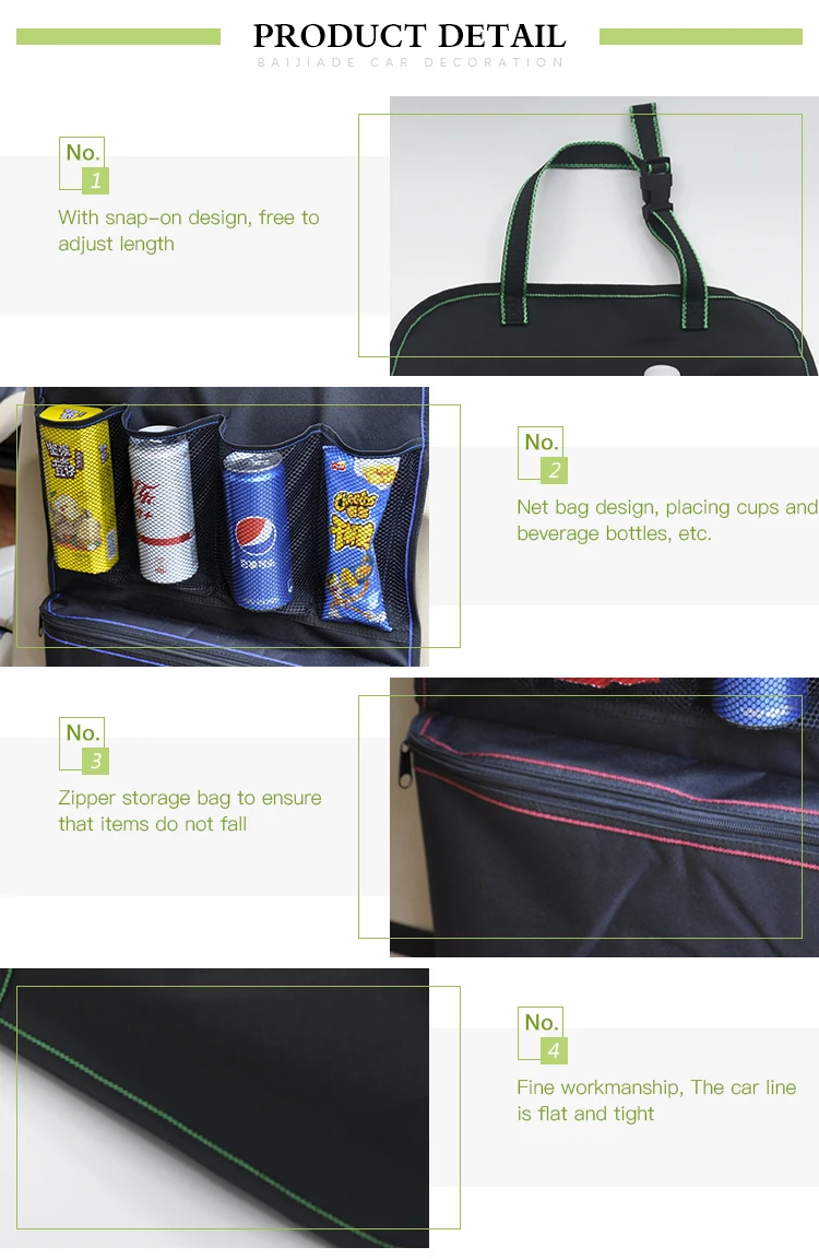 New Design Travel Storage Pocket Car Seat Organizer With Zipper Bag