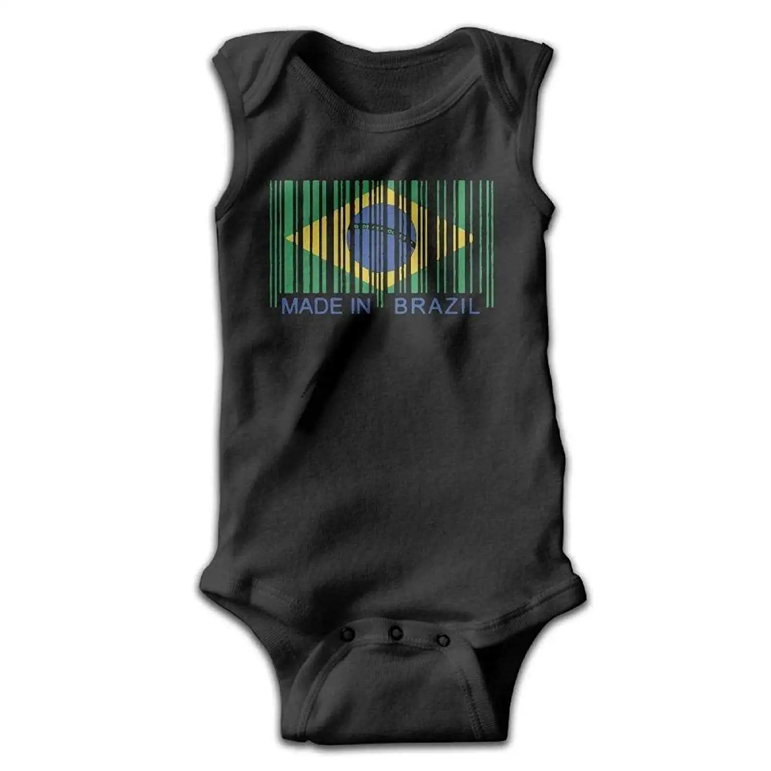 braeccesuit Brazil Flag with Soccer Ball Baby Newborn Crawling Clothes Sleeveless Romper Bodysuit Onesies Jumpsuit White
