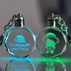 Crystal Promotion Gift OEM custom 3D Laser Engraving LED octagonal Crystal Keychain