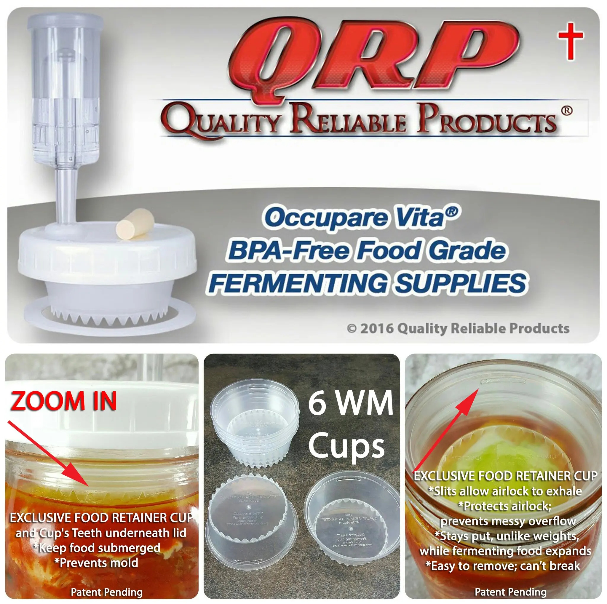 BETTER THAN COSTLY GLASS FERMENTATION WEIGHTS! Mason Jar Mold-proof Reusable FOOD RETAINER AERATION CUPS (6 WIDE MOUTH)