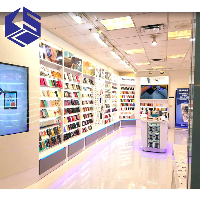 Fancy Wall Mounted Glass Cell Phone Accessory Display Rack