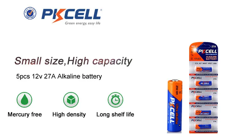 Blister x5 Piles 27A 12V Ultra Alcaline PKCell - Projecteur LED Shop
