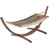 Wooden Curved Arc Hammock Stand W/Hammock for Outdoor Patio 10.5" Long