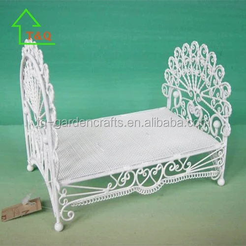 Casa De Muñecas alambre blanco hierro forjado Mecedora En Miniatura Muebles de dormitorio