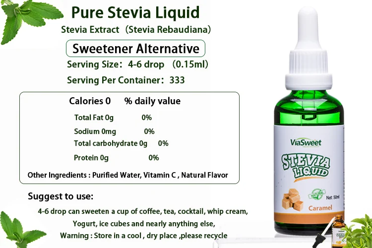 Organic Liquid Stevia Extract 50ml Stevia Drops Sweetener Without
