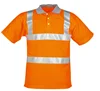 Fluorescein High visibility yellow polyester polo mesh safety shirts Reflective tape work