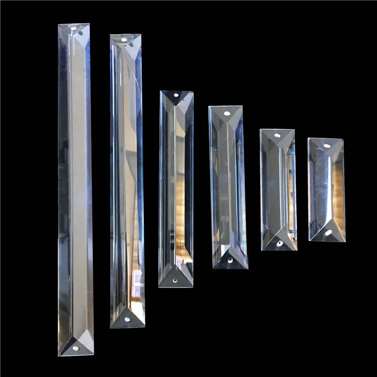 30*150mm 100pcs K9 Glass Rectangle Hanging Crystal Chandelier Prism Drop In One Or Two Holes For