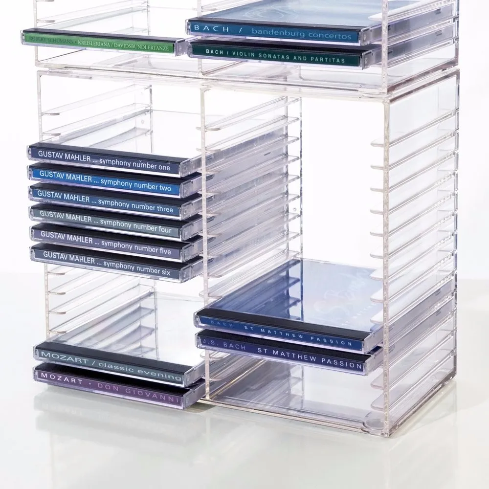 Stackable Clear Acrylic Cd Holder Holds 30 Standard Cd Jewel Cases