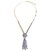 Super quality fancy multi colored glass bead decorative long necklace diamond star tassel necklace
