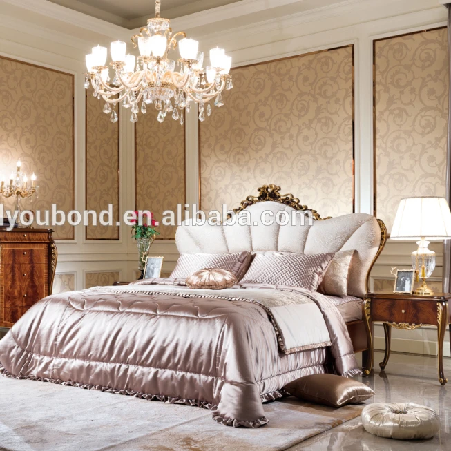 
0070-2 Wooden crown wardrobes bedroom set, high end bedroom furniture 