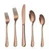 Rose Gold Flatware Set 20 Piece Service for 4 Shiny Copper Plated Stainless Steel Silverware set Service for 4