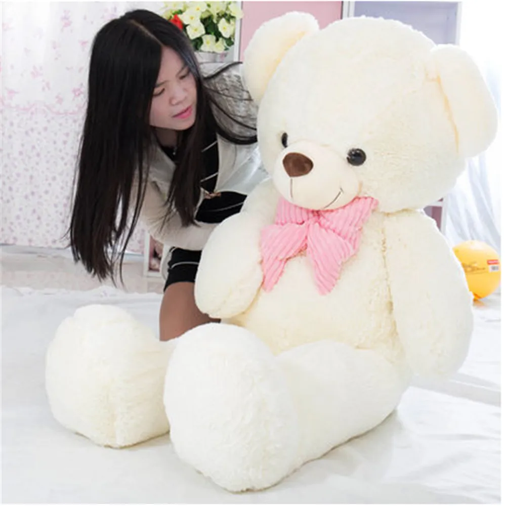 Fancytrader Lovely Soft Big Pink White Blue Bears Plush Toy Cuddly Giant Teddy Bear with Bow Doll 4