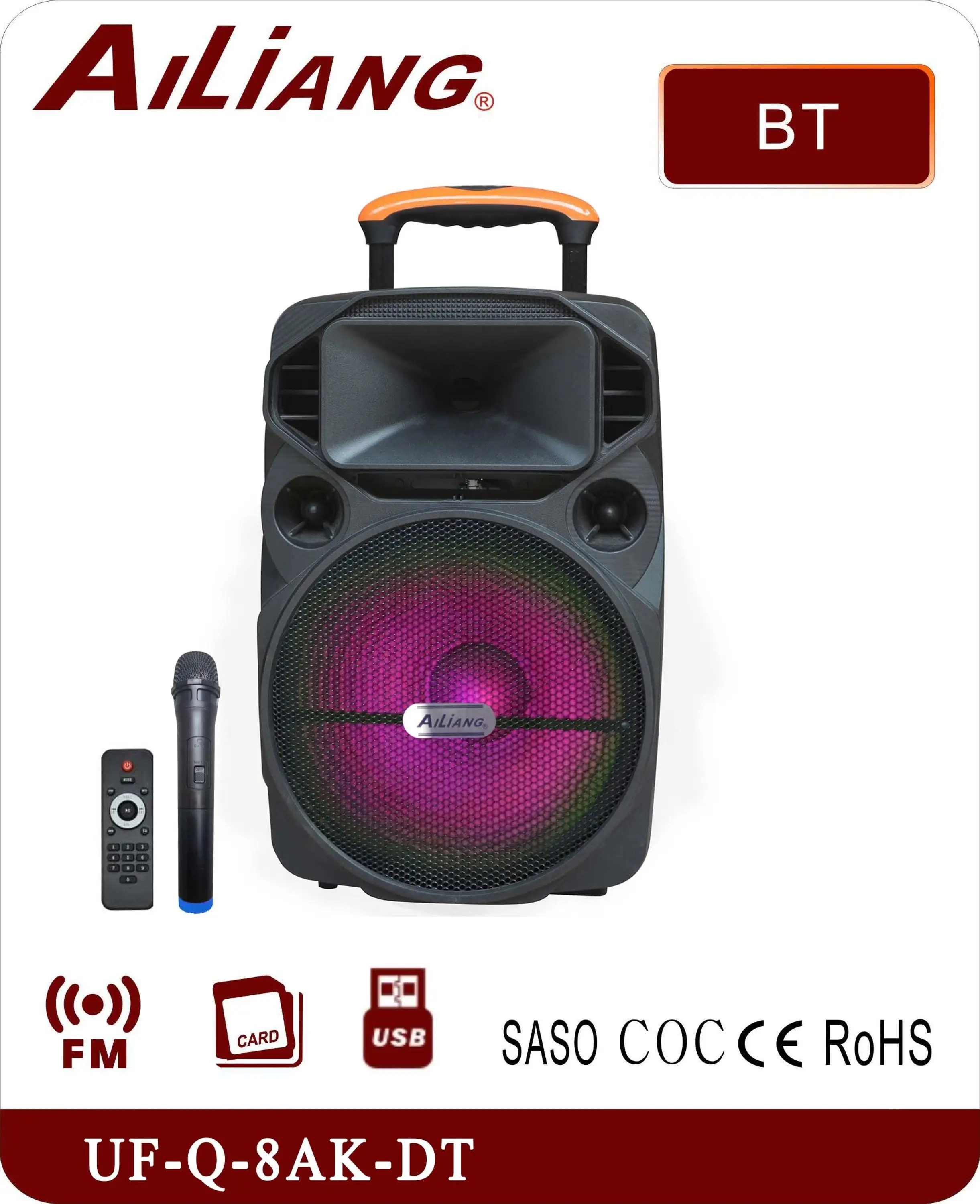 Ailiang Uf-q-8ak-dt Multifunction Usb Rechargeable Battery Portable Trolley Speaker - Buy 