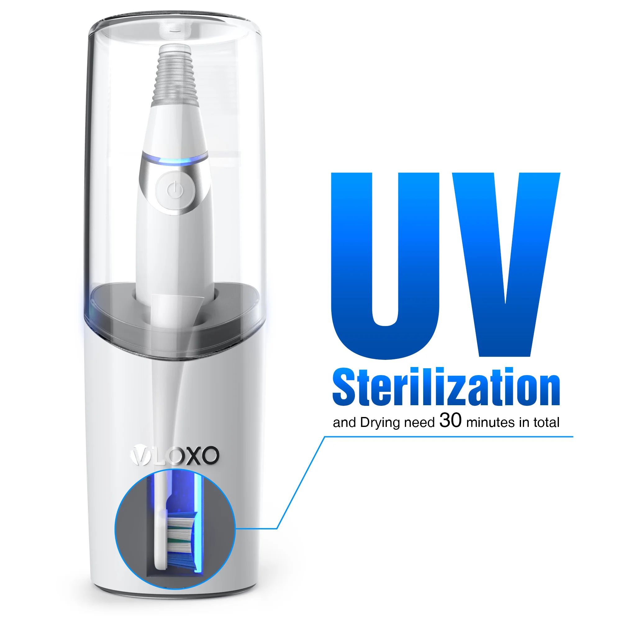 Amazon top seller electric rechargeable UV sterilizer toothbrush with drying cup