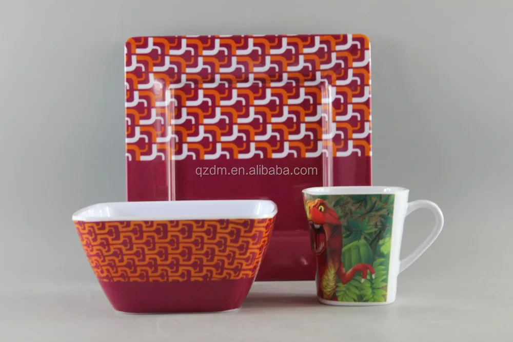Square Melamine Dinner Set/Plastic Tableware Square Set