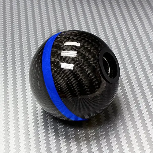 Universal Real Carbon Fiber Ball Manual Gear Shift Shifter Knob W/Blue Stripe
