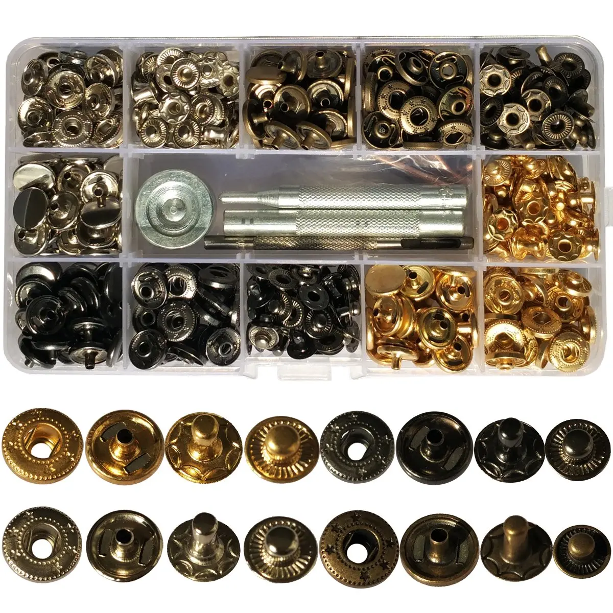 Tool buttons. Gripfix Snap Fastener. YKK Snap Fasteners. Snap медь. Nickel-Plated buttons, Set of 100 PCS..