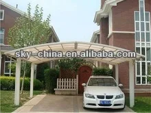 Strong waterproof aluminium car cover for car parking with polycarbonate roof