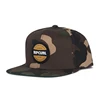 Cotton Camo Custom Flat Brim Promotional Vintage military Snapback cap with woven patch