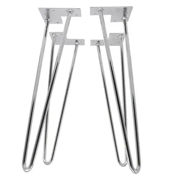Industrial Chrome Hairpin Metal Bench Legs For Furniture Feet