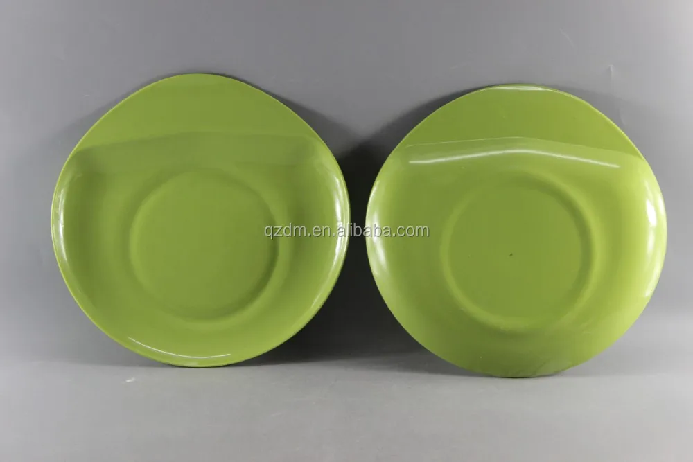 Green Melamine Plastic Chip And Dip Plate With Handle