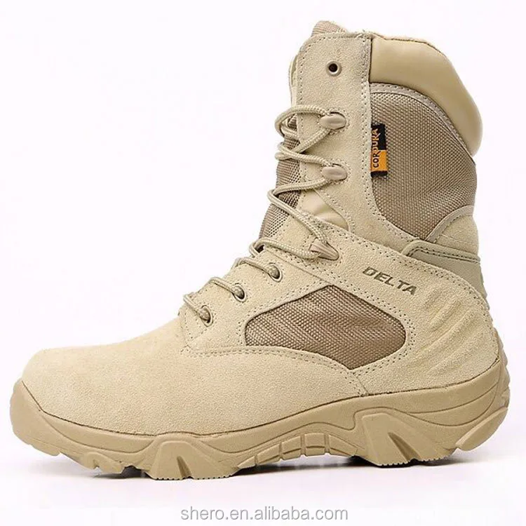 Tactical Military Boots Cowhide Suede Outdoor Hiking Durable High Top ...