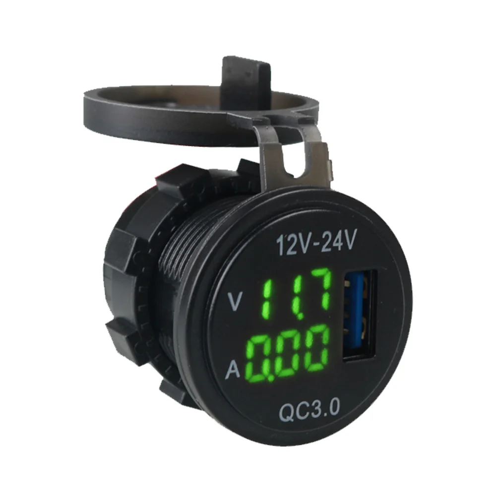 A72 Dc 12v 24v Qc3.0 Usb Charger Digital Voltmeter Ammeter For Car Auto