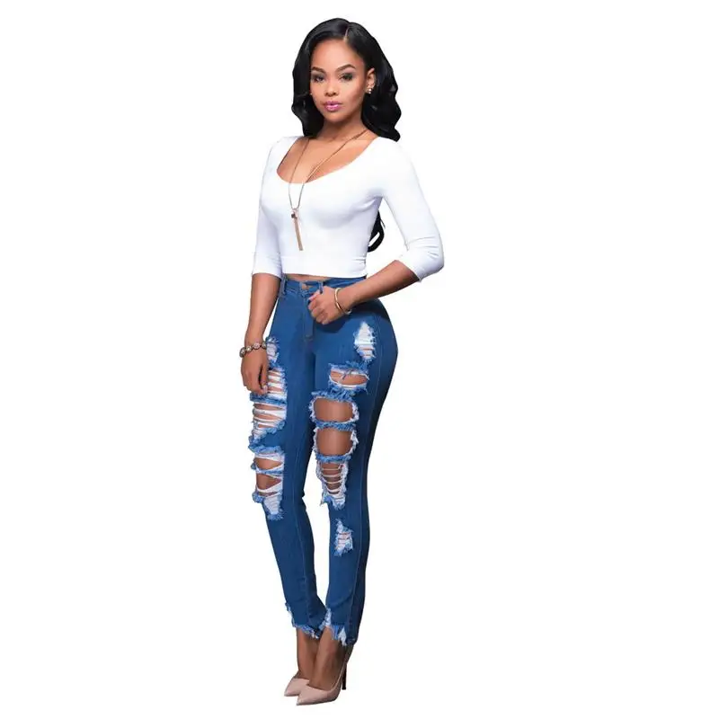 plus size ripped jeans with chains