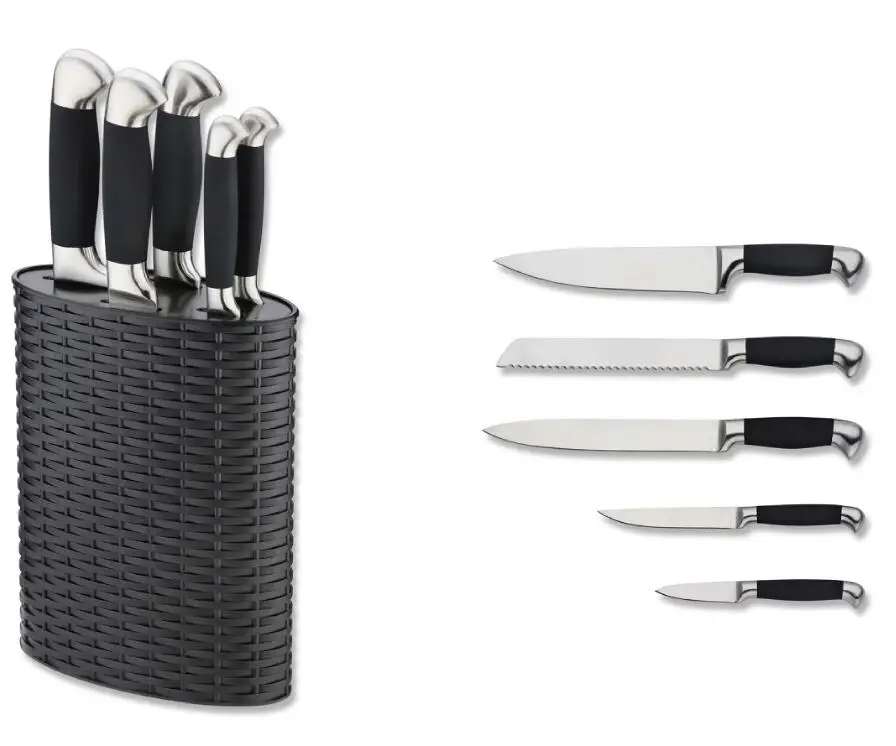Stainless Steel 7 Pcs Titanium Coated Embossed Blade Kitchen Knife Set