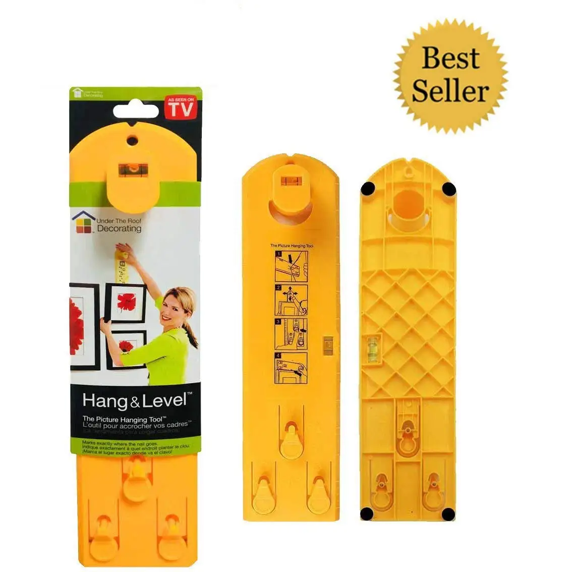 Yellow 5-100117 Under the Roof Decorating 6-100101 Hang and Level Picture Hanging Tool