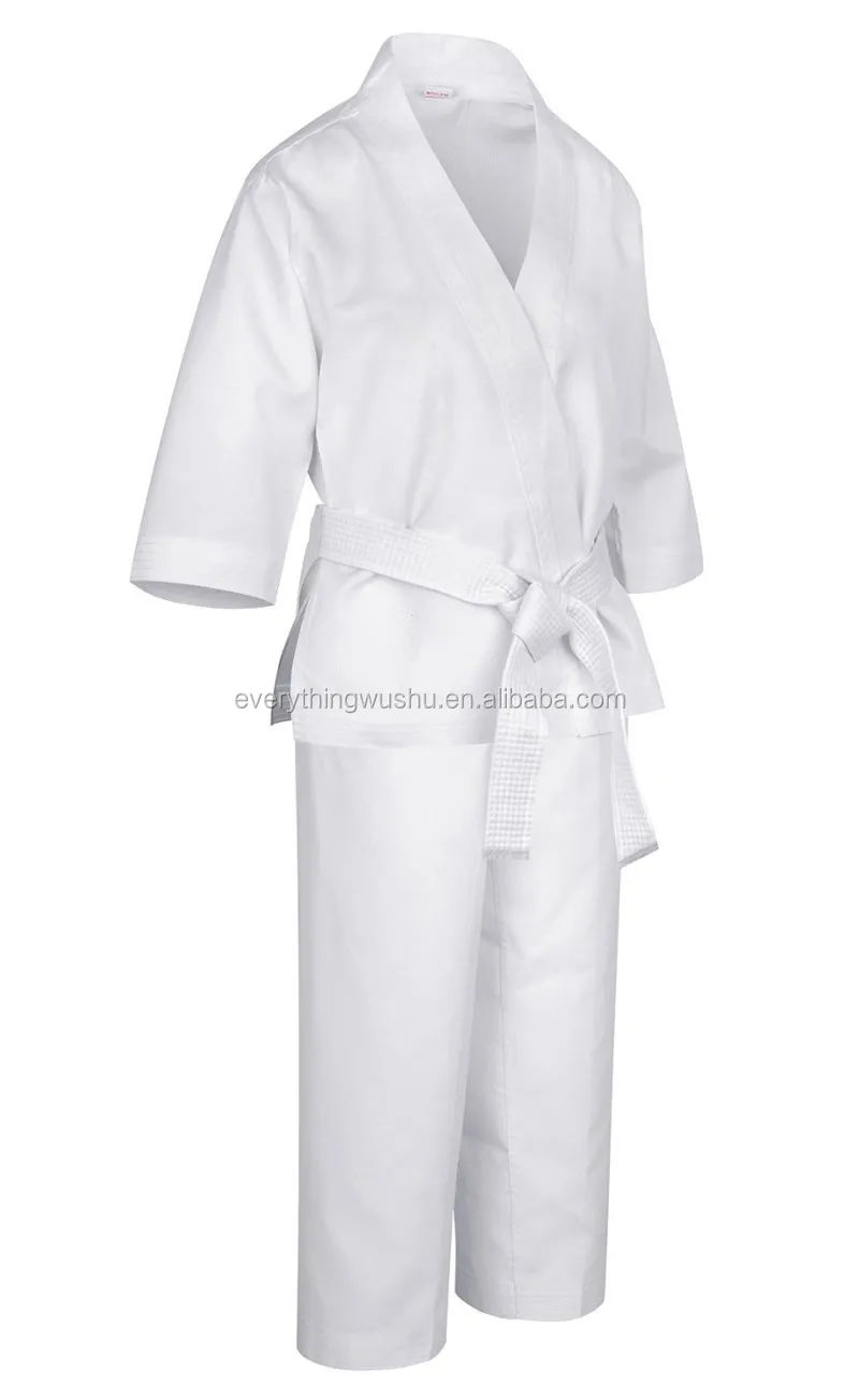 White Karate Uniform with Belt Light Weight Elastic Training Suit Judo Uniform