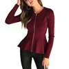 Women Spring Autumn Long Sleeve Zipper Women Coats Solid Casual Slim Cardigan Coat Female Cool Short Ruffle Jackets