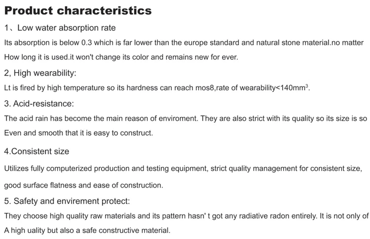Product characteristics